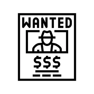 Wanted poster line icon vector illustration Stock Illustration