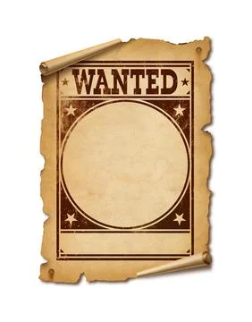 Wanted poster parchment scroll isolated on white Illustration