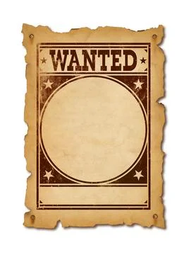 Wanted poster parchment scroll isolated on white Stock-Fotos
