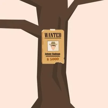 Wanted Poster on a Tree Stock Illustration