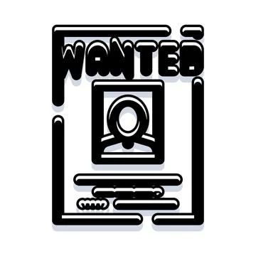 Wanted poster with unidentified suspect profile for crime Illustrazione stock