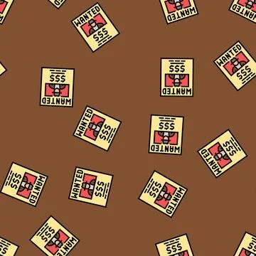 Wanted poster vector seamless pattern Stock Illustration