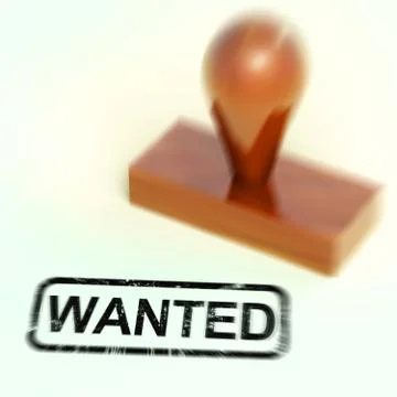 Wanted stamp means seeking or searching for something - 3d illus Stock Illustration