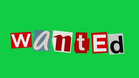 Wanted Stop Motion paper cut magazine graphic collage, ransom note style te.. Stock Footage 336644006