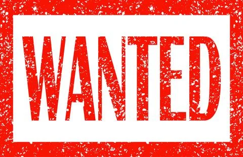 Wanted text sign in bold red letters Stock Illustration