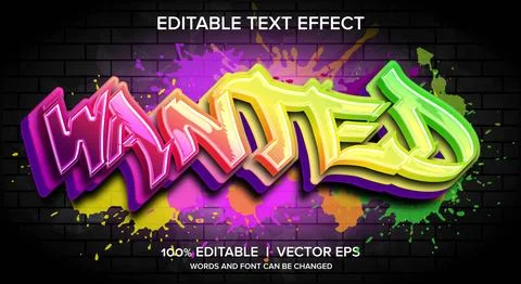 Wanted vector text effect with modern style design Stock Illustration