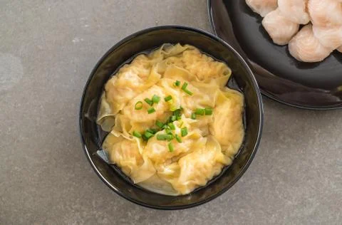 Wanton soup on table Stock Photos