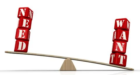Wants outweighs needs Ilustração Stock