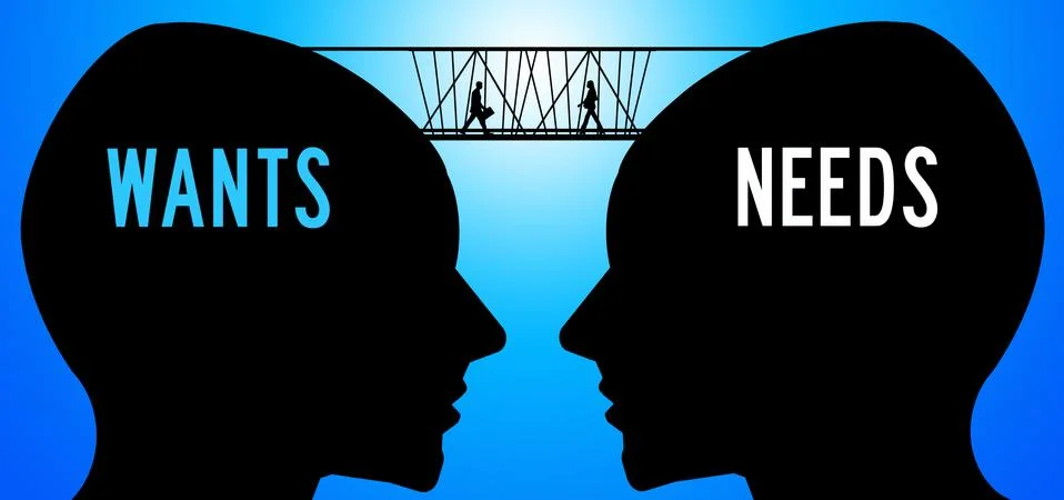 Wants versus needs Stock Illustration