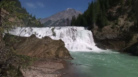 Wapta Falls cascading down mountain valley river. Stock Footage 52221719