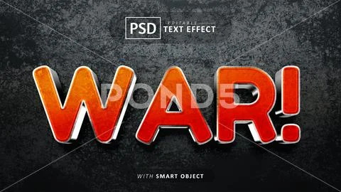 War 3d text effect editable PSD Template