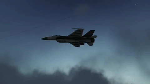 War aircraft floating in the sky Stock-Footage 204834196