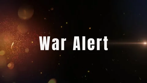 War alert text animation with gold confetti on black Stock Footage 338215717