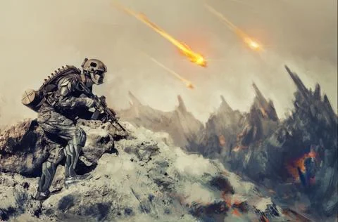 War an alien planet Stock Illustration