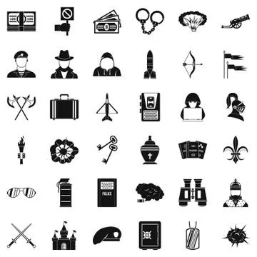 War army icons set, simple style Illustrazione stock