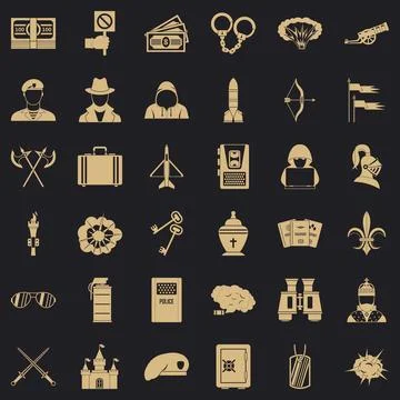 War army icons set, simple style Stock Illustration