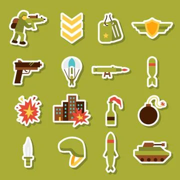 War Army Stickers Stock Illustration