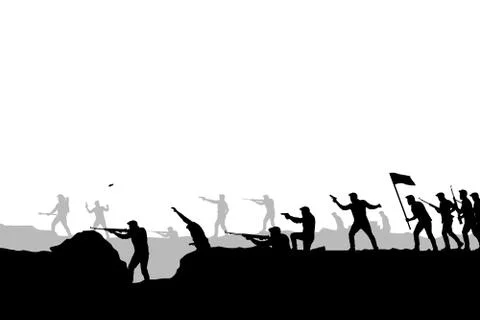 War attacking picture silhouette Stock Illustration