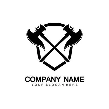 War axe logo. War axe  executioner axe  viking battle axe in vector Illustration
