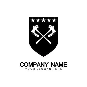 War axe logo. War axe  executioner axe  viking battle axe in vector Stock Illustration