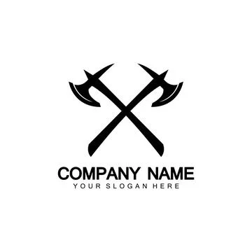 War axe logo. War axe  executioner axe  viking battle axe in vector Illustration