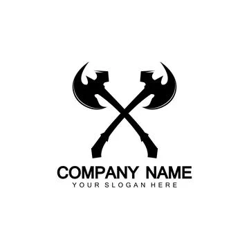 War axe logo. War axe  executioner axe  viking battle axe in vector Illustration