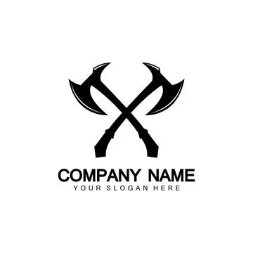 War axe logo. War axe  executioner axe  viking battle axe in vector Illustration