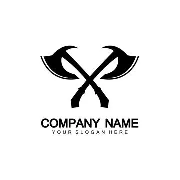 War axe logo. War axe  executioner axe  viking battle axe in vector Stock Illustration