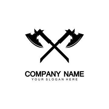 War axe logo. War axe  executioner axe  viking battle axe in vector Illustration