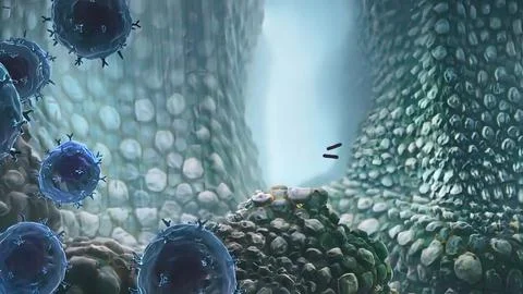 War of bacteria and cells Illustrazione stock