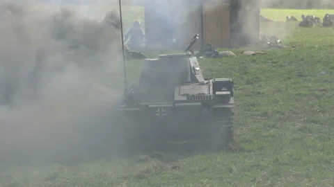 War. Battlefield in smoke Video stock 111148613