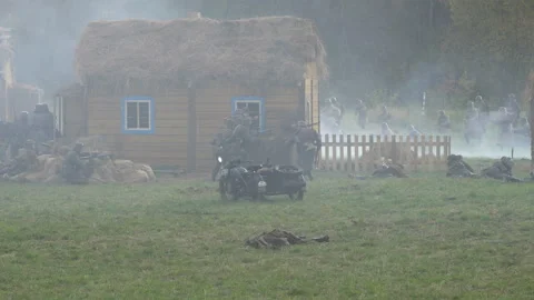 War. Battlefield in smoke 動画素材 111148737