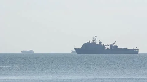 War boat floating Stock Footage 12273669