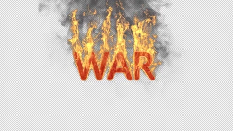 War burning text – with alpha channel. Stock Footage 308920070