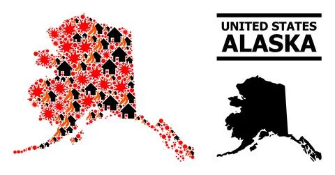 War Collage Map of Alaska State Illustrazione stock