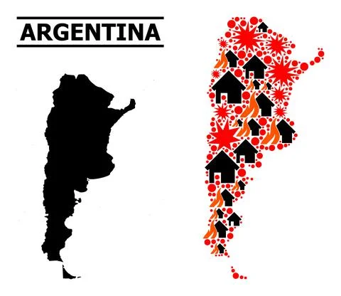 War Collage Map of Argentina イラスト素材