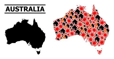 War Collage Map of Australia 스톡 일러스트