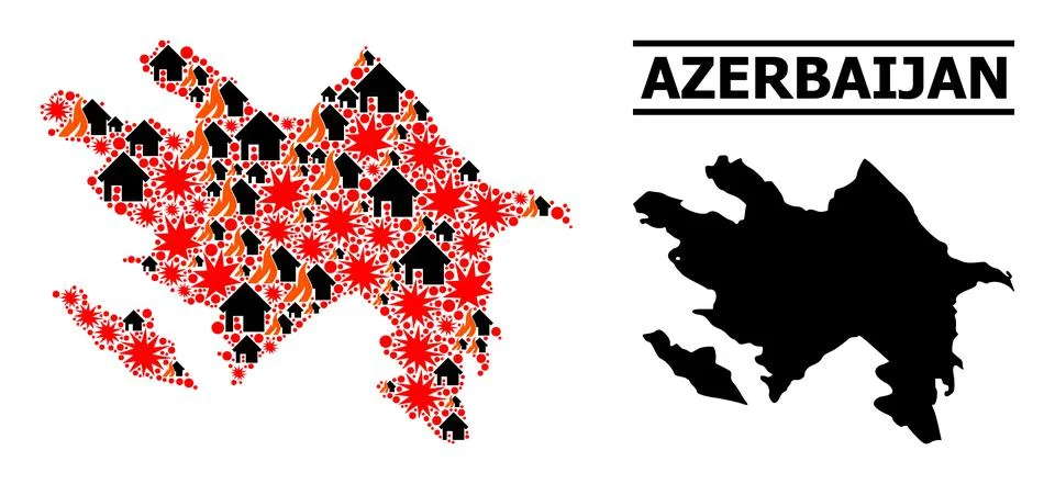 War Collage Map of Azerbaijan イラスト素材