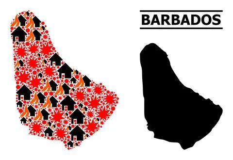 War Collage Map of Barbados Stock Illustration