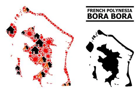 War Collage Map of Bora-Bora Illustrazione stock