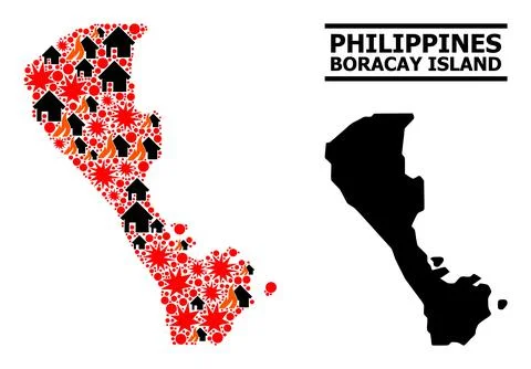War Collage Map of Boracay Island Illustrazione stock