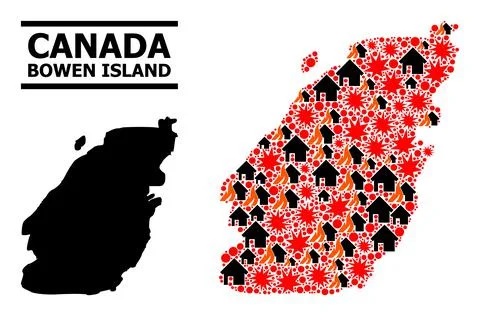 War Collage Map of Bowen Island Illustrazione stock