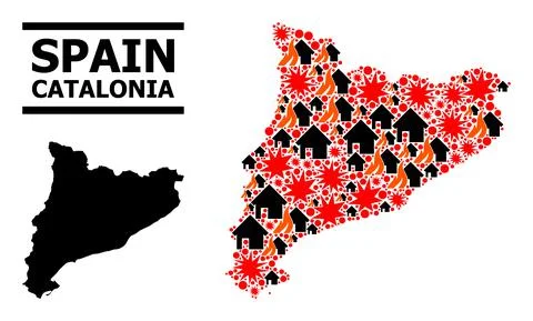 War Collage Map of Catalonia Stock Illustration