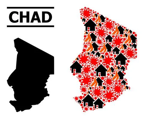 War Collage Map of Chad イラスト素材