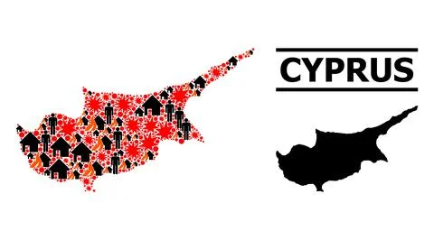 War Collage Map of Cyprus Island Stock Illustration