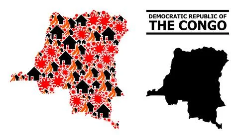 War Collage Map of Democratic Republic of the Congo Illustrazione stock