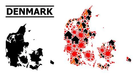 War Collage Map of Denmark イラスト素材