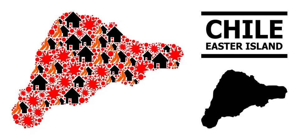 War Collage Map of Easter Island イラスト素材