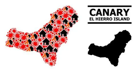War Collage Map of El Hierro Island イラスト素材