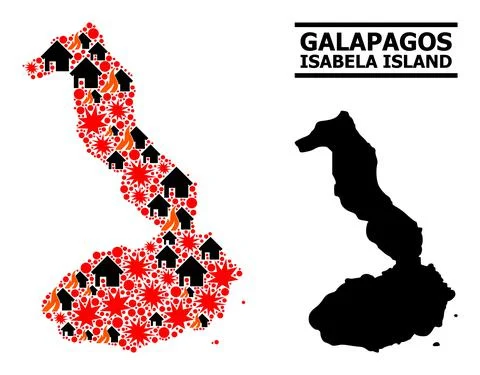 War Collage Map of Galapagos - Isabela Island イラスト素材